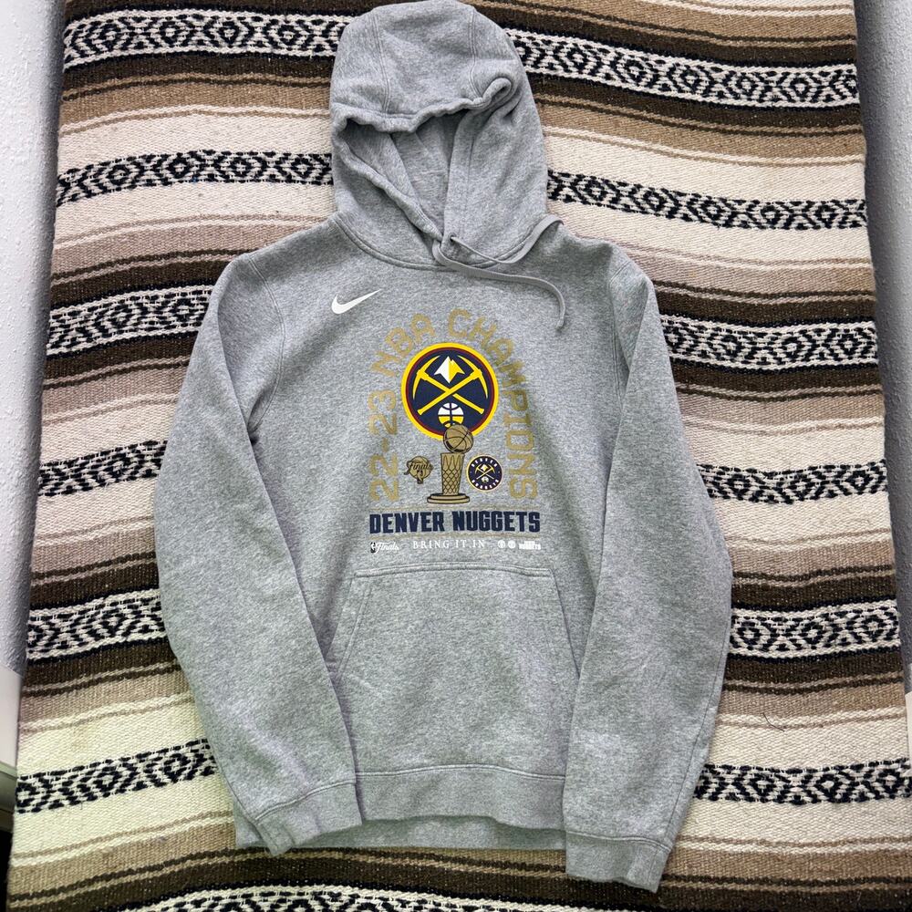Men's Nike Denver Nuggets 2023 NBA Champions Gray Hoodie Pullover Sweatshirt S